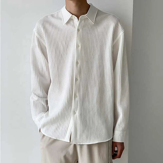 White Popcorn Korean Shirt for man